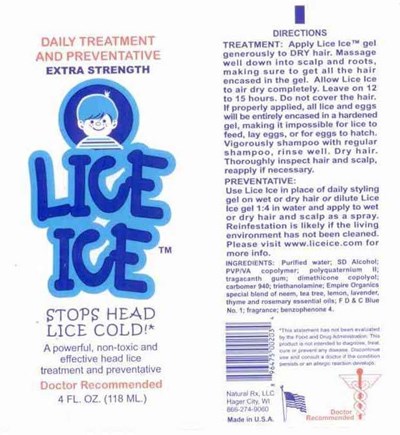 Lice Ice Label 4oz (Lice Ice Label 4oz)